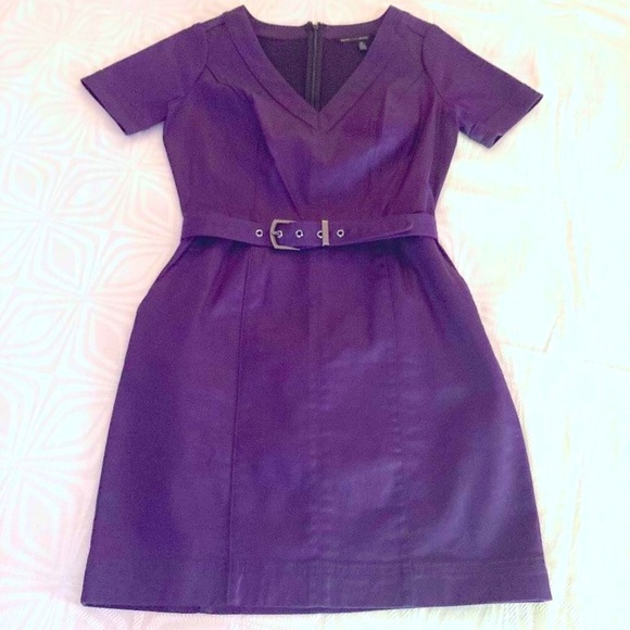 White House Black Market Dresses & Skirts - 🔥HOST PICK🔥WHBM COATED PLUM V-NECK DRESS SIZE OP
